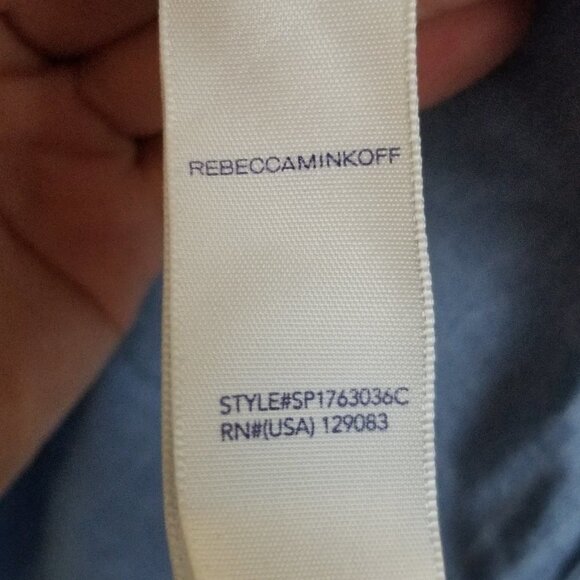 Rebecca Minkoff Rita Embroidered Chambray One Shoulder Shift Mini Dress Size XS - Picture 14 of 17